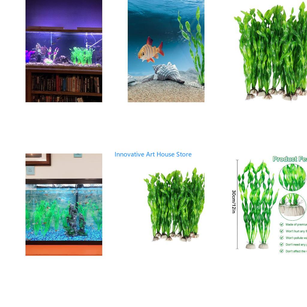Aquarium Fish Hiding Spot - E1PC 10x Artificial Green Aquatic Plant