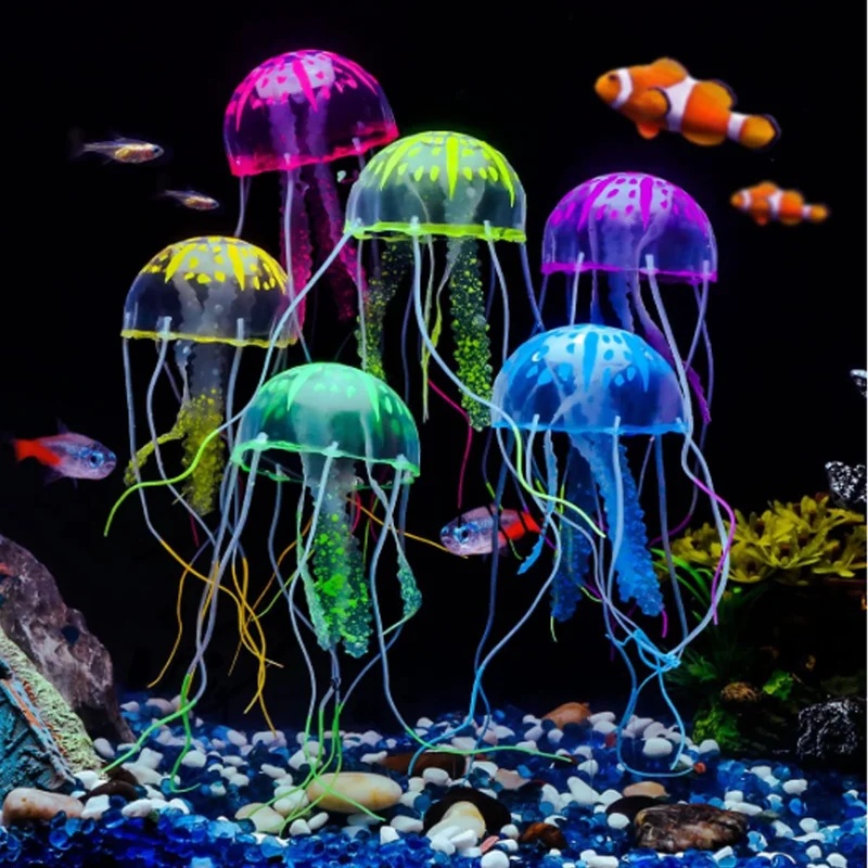 All Fish In Aquarium - 1/2Pcs Simulated Silicone Glowing Jellyfish Aquarium