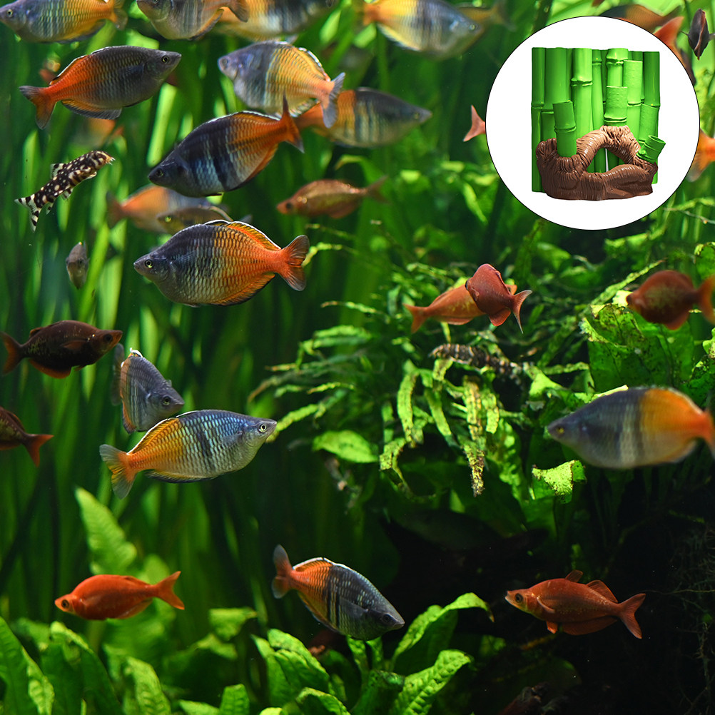 1Pcs Fish Tank 3D Bamboo Resin - Aquarium Fish Cave recension och pris