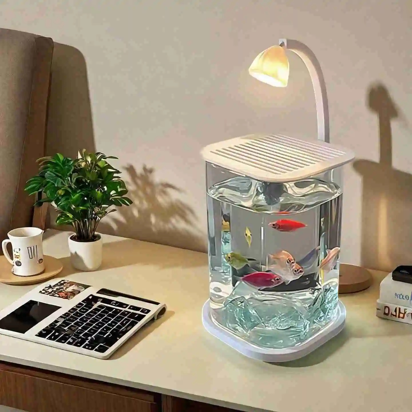Mini Betta Fish Glass Tank Des - Fish Toy In Aquarium recension och pris